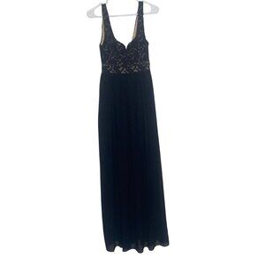 Gianni Bini Maxi Dress Womens Size‎ S Black Lace Sheer Sweetheart Empire Prom